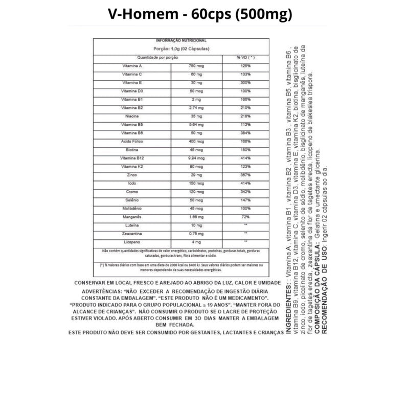 V-Homem New Four 60 cápsulas 500mg
