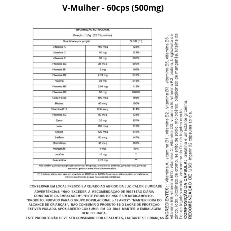 V-Mulher New Four 60 cápsulas 500mg